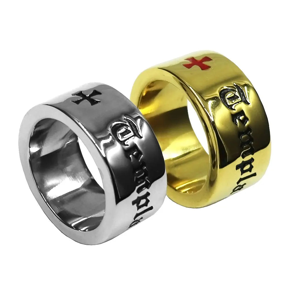 Fashion Knights Templar Ring Stainless Steel Religious Jewelry Classic Black Red Crusade Cross Mens Biker Ring SWR1045A