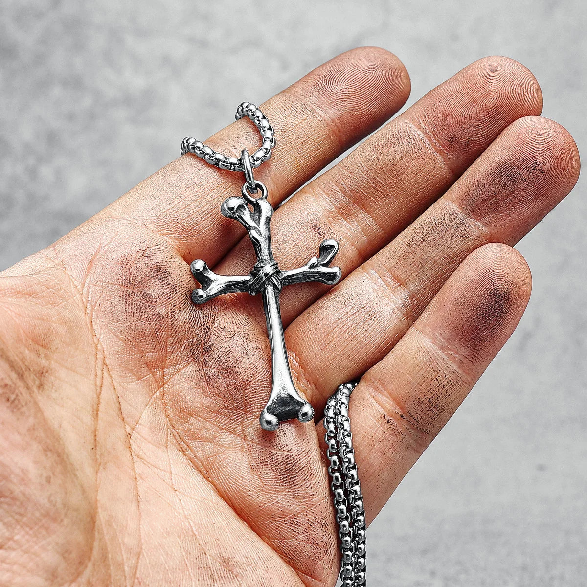 Bones Cross Men Necklace Creative Skeleton 316L Stainless Steel Pendant Chain Religion Rock Punk Rap for Biker Male Jewelry Gift