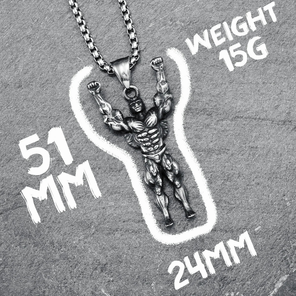 Fitness Men Necklaces 316L Stainless Steel Bodybuilding Strong Muscles Pendant Chain Punk Rock for Biker Male Jewelry Xmas Gift