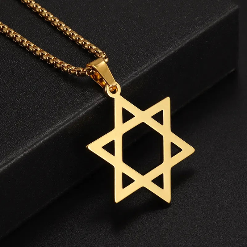 New Fashion Zircon Star of David Pendant Men Women Trend Charm Hexagonal Star Necklace Daily Casual Jewelry Gift