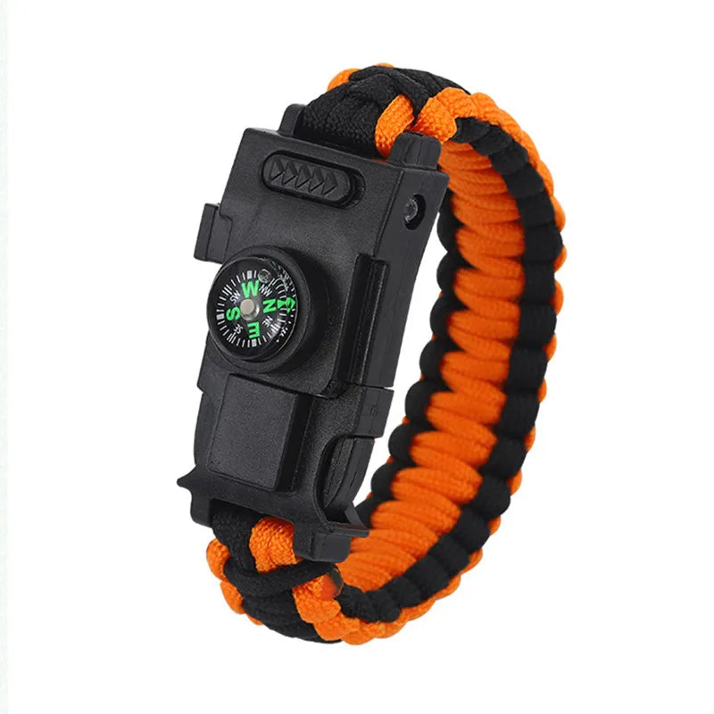 Emergency Paracord Rope Led Light Survival Bracelet Outdoor Multifunction SOS Rescue Survival Bracelet Compass Sport Whistle