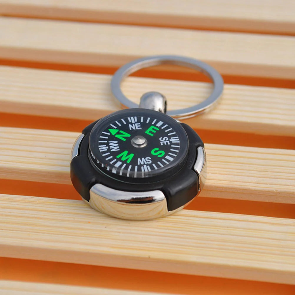 Compass Keyring Metal Keychain Cool Car Keyring Purse Bag Pendant Decoration Creative Gift Keyfob