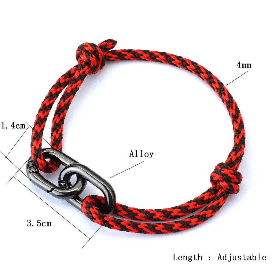 Creative Rope Bracelet For Men Handmade Sliding Adjustable Nautical Braslet Double Snap Hook Bohemian Braclet Homme Accessories