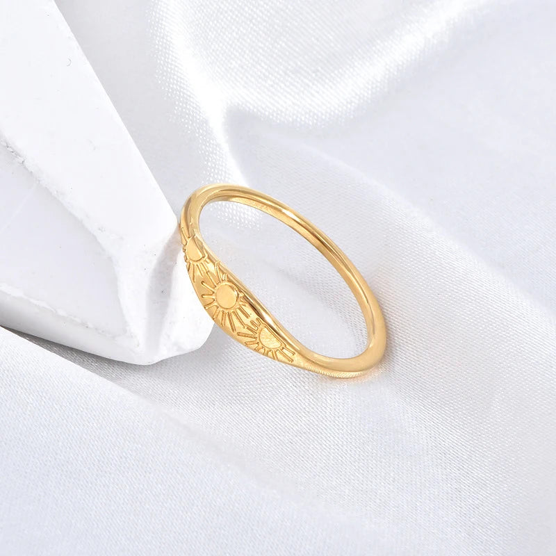 INS Trend Waterpoof Stainless Steel Sunlight Stackable Ring for Women Tarnish Free Fashion Jewelry Gift