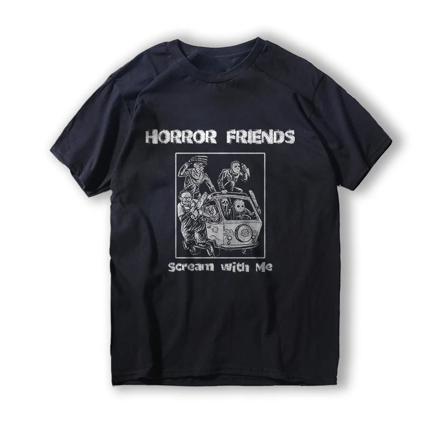 Cotton Funny halloween Graphic Men T Shirt Horror Friends Men T-Shirt big size Funny Men t-shirt funny Tee Shirts Tops