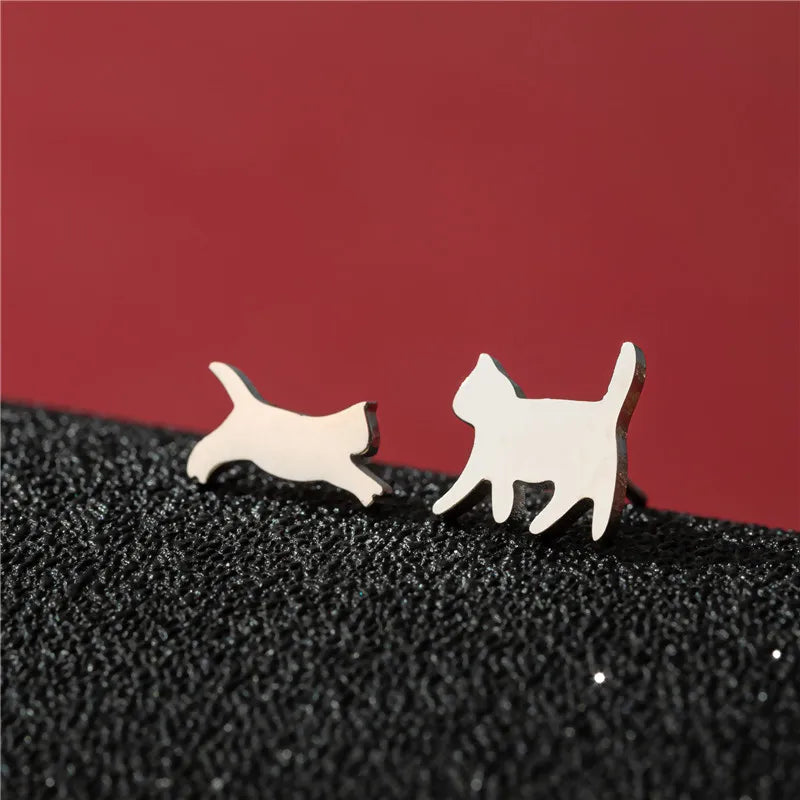 Lovely Small Cat Earrings Women Multiple Animal Stainless Steel Earings Fashion Jewelry Kitten Kitty Ear Studs Girls Gift