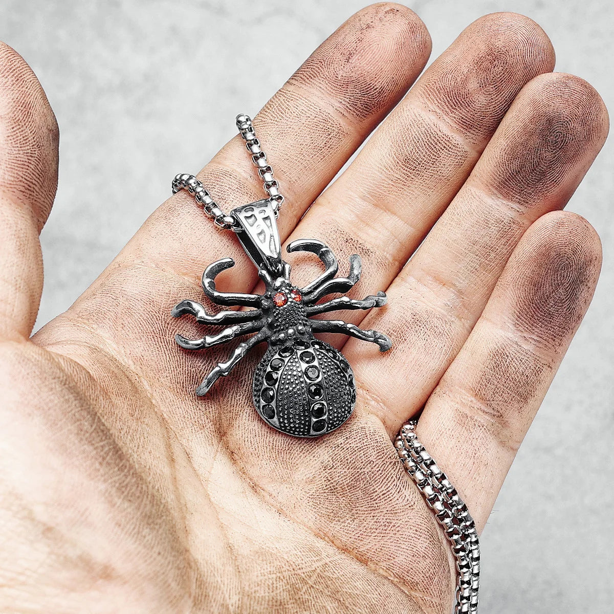 Spider Pendants 316L Stainless Steel Men Gem Necklaces Chain Gothic Trendy Rap Punk Rock Party Jewelry Special Gift Dropshipping