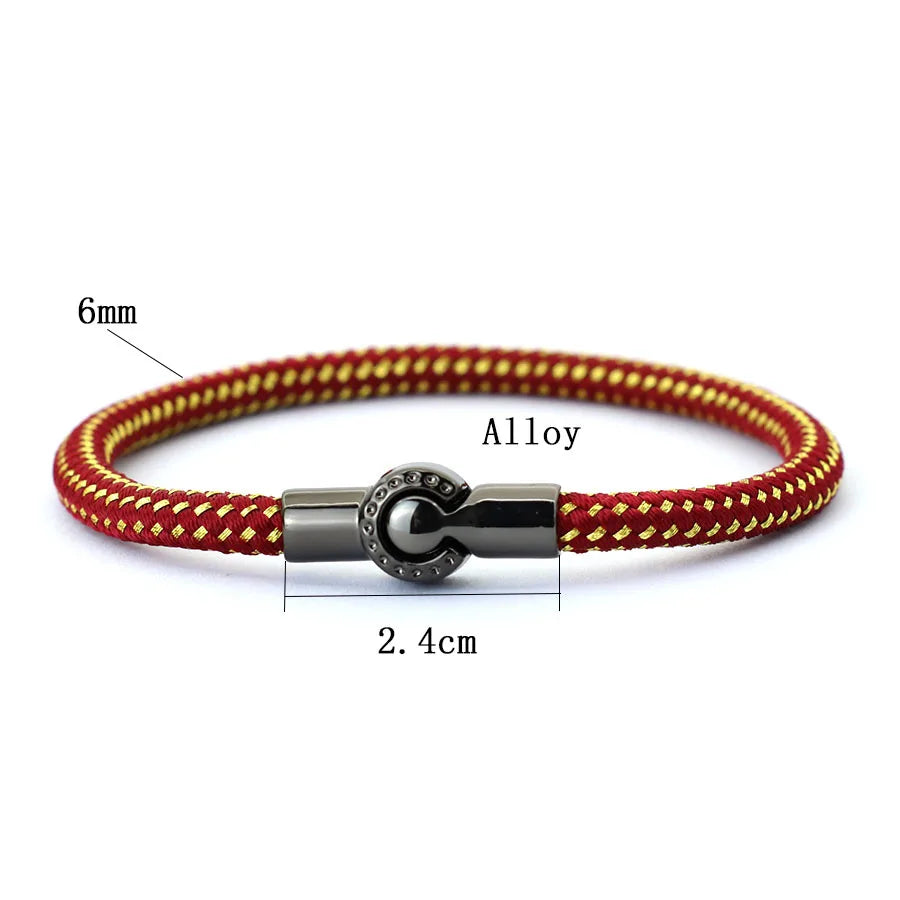 Outdoor Sports Cycling Mens Rope Bracelet Black Magnet Buckle Wrap Bangle Pulseira Corda Masculina Pulceras Hombres Elegante