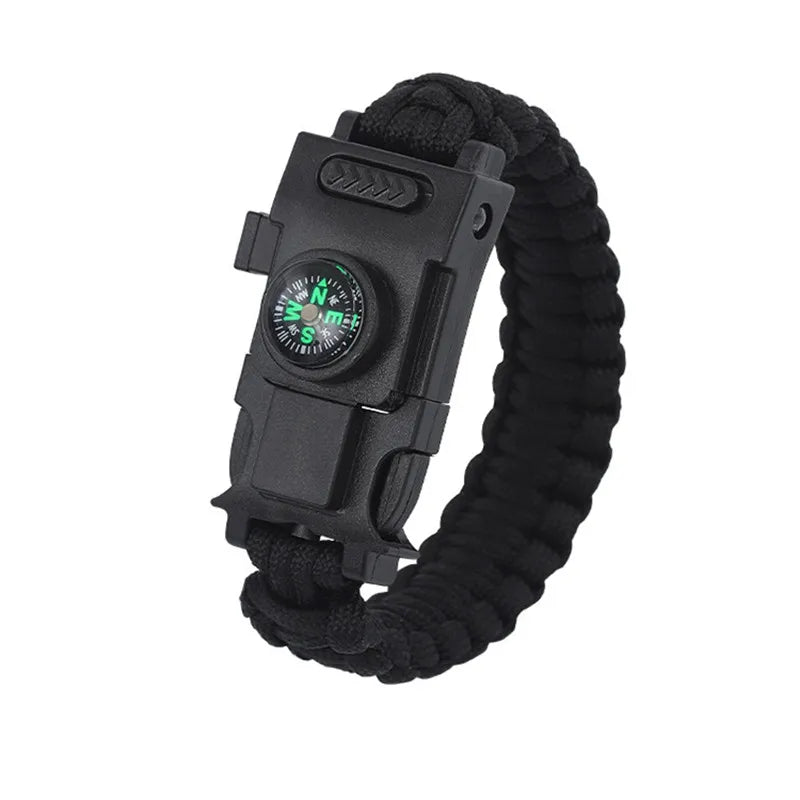 Emergency Paracord Rope Led Light Survival Bracelet Outdoor Multifunction SOS Rescue Survival Bracelet Compass Sport Whistle