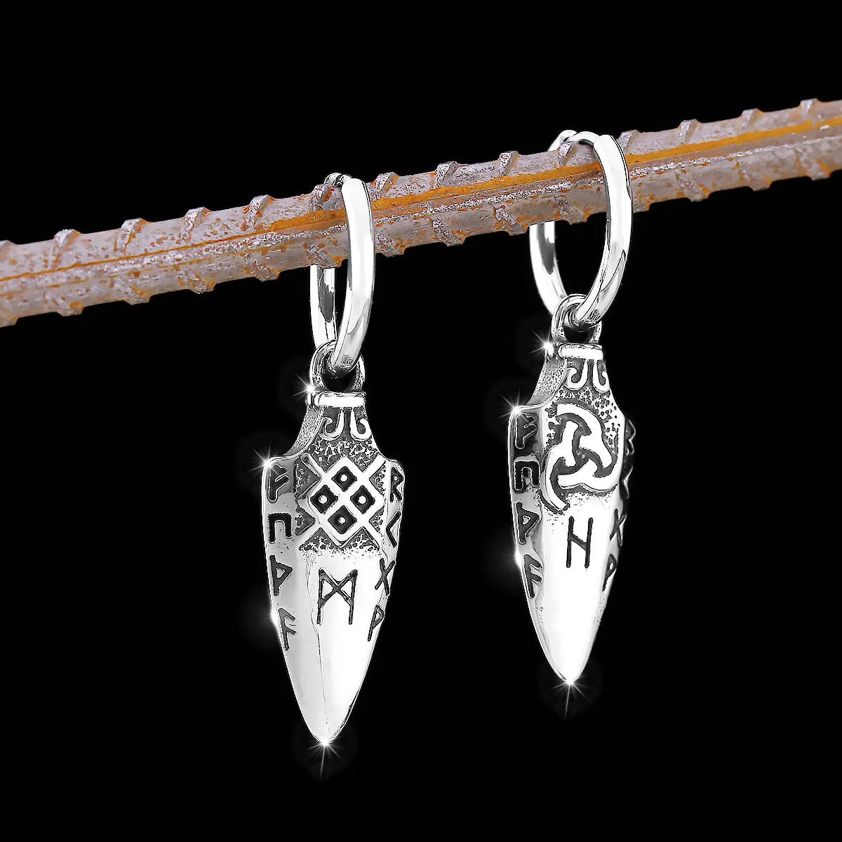 Classic Viking Stainless Steel Earrings Nordic Men's Vintage Scandinavian Amulet Jewelry Studs Party Accessories Wholesale