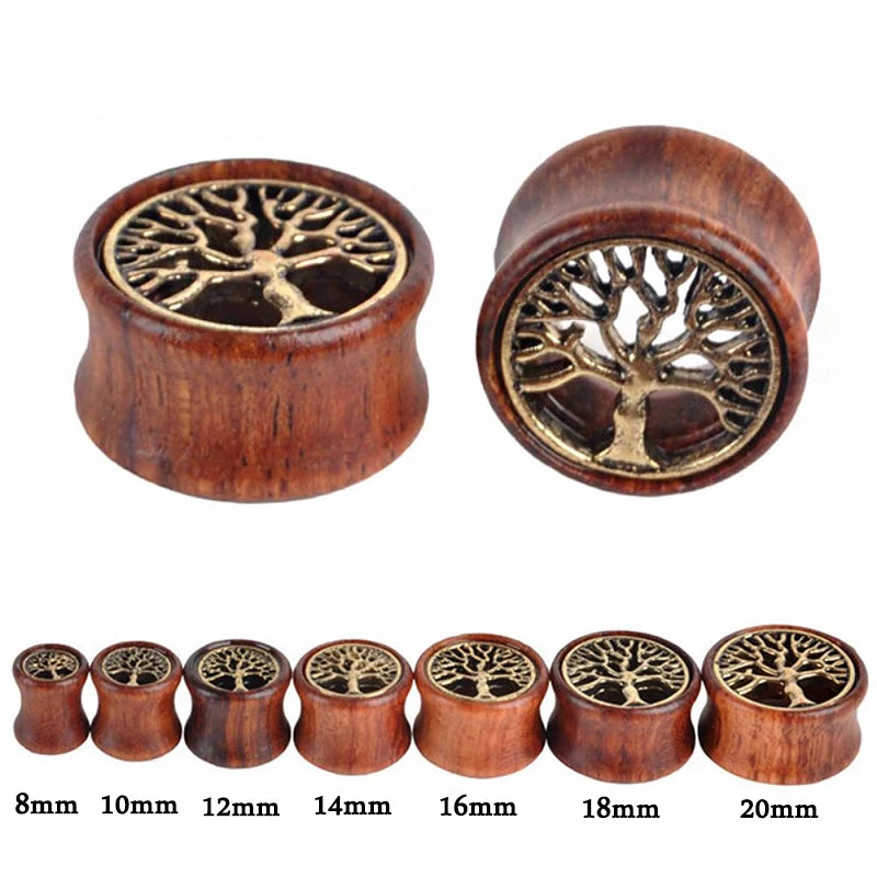 1 Pair Wood Ear Plugs Gauges Earrings Buddha Statue Women Men Flesh Tunnel Expander Piericing Stretcher Body Piercing Jewelry