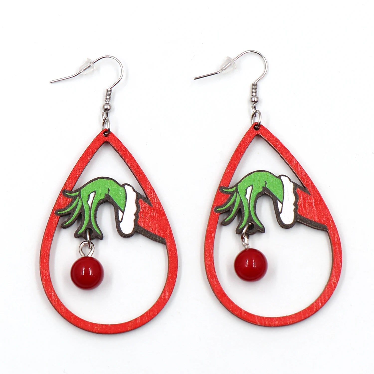 Pair of Christmas Grinch Wooden Earrings