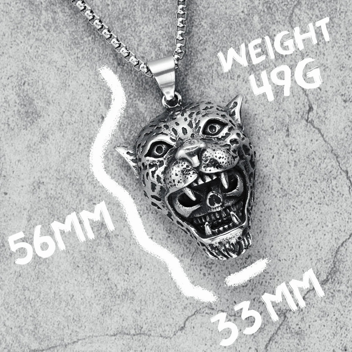 Cheetah Skull Necklaces 316L Stainless Steel Jungle Warrior Men Pendants Chain Rock Party for Friend Male Jewelry Gift Wholesale