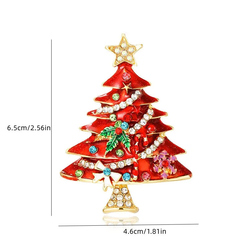 Xmas Enamel Brooch / Christmas Tree Shaped Wreath