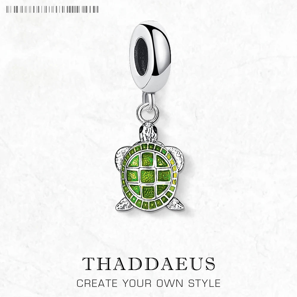 Green Turtle Charm Pendants For Women Men Brand New 925 Sterling Silver Cute Ocean Jewelry