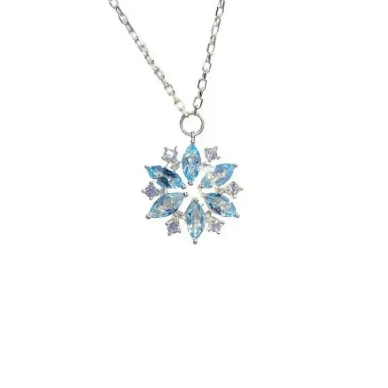 Collier de fleur de neige bleu zircon mode coréenne 2023 pour femmes pendentif de luxe nouvelle chaîne de clavicule Ins bijoux cadeau de fête d'anniversaire