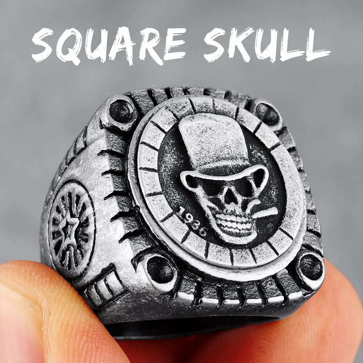 Skulls Badge Rings 316L Stainless Steel Men Ring Variety Retro Skeletons Punk Rock Punk for Rider Male Smoker Jewelry Best Gift