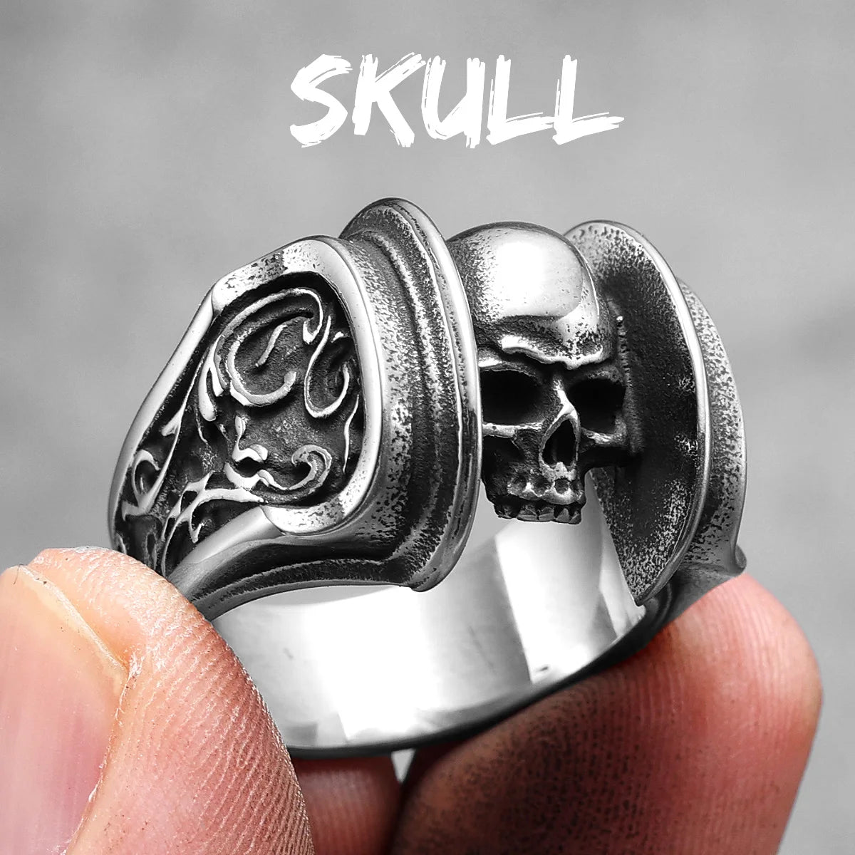 Skulls Ring 316L Stainless Steel Men Rings Domineering Devil Skull Hell Punk Rock Gothic for Biker Male Friend Jewelry Best Gift