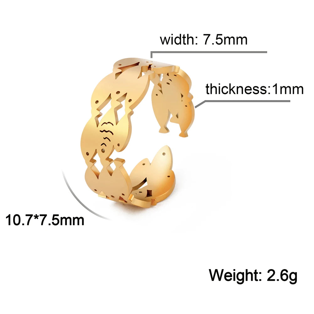 Dreamtimes Delicate Three-layer Fish Rings for Women Metallic Style Finger-ring Statement Jewelry Exquisite Fashion Accessories