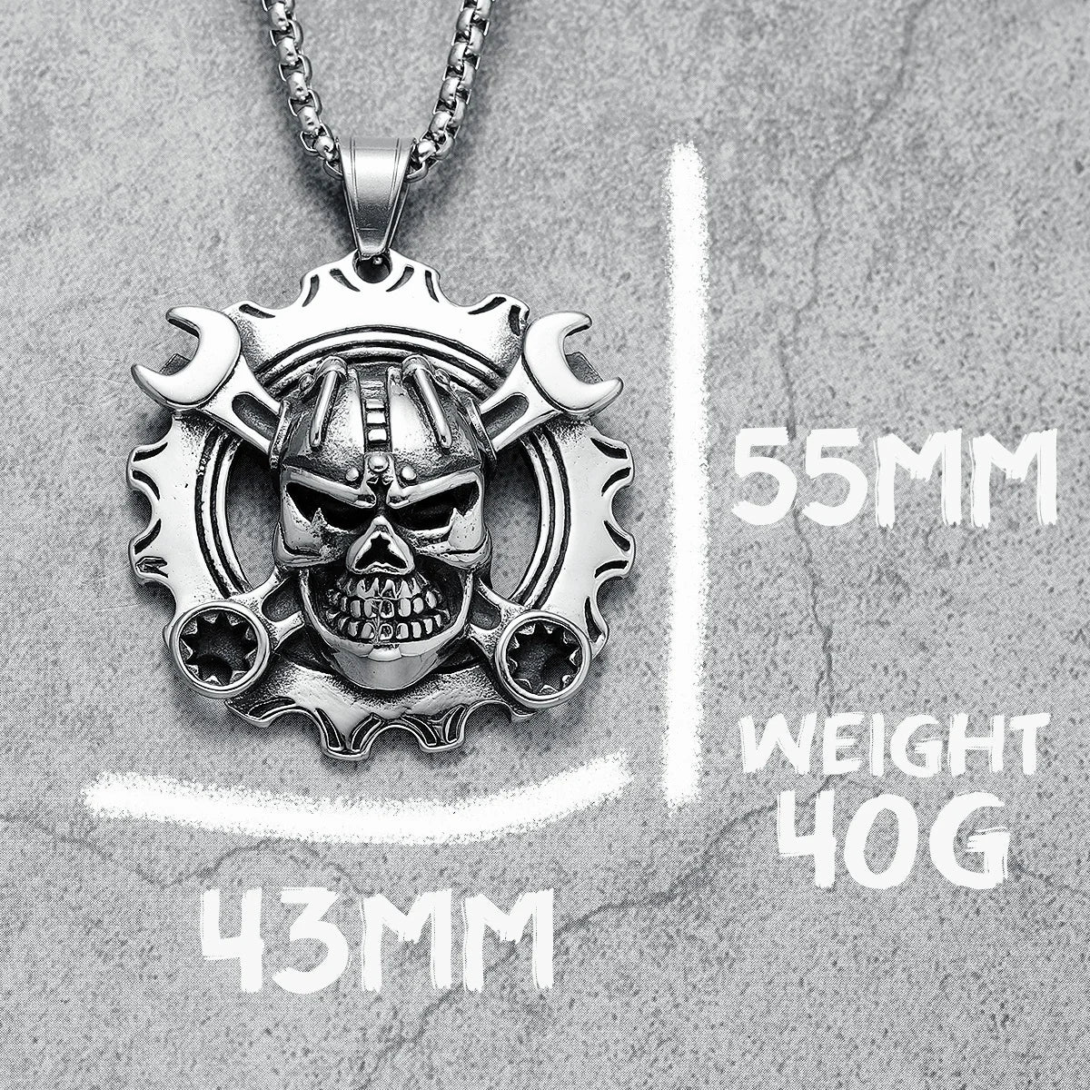 316L Stainless Steel Necklace Hip Hop Gear Skull Men Pendant Chain Heavy Metal Rock Punk for Boyfriend Biker Rider Jewelry Gift