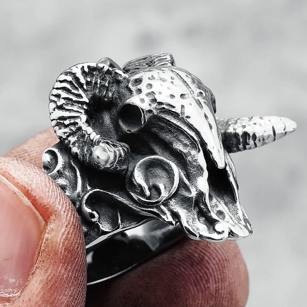 Punk Goathorn 316L Edelstahl Männer Ring Übertreibung Tier für Männlich Freund Biker Reiter Schmuck Klassiker Geschenk Dropshipping