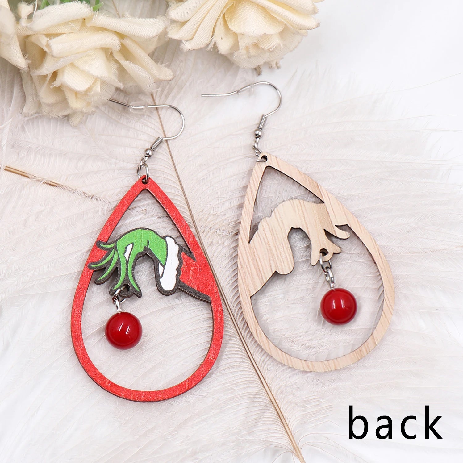 Pair of Christmas Grinch Wooden Earrings