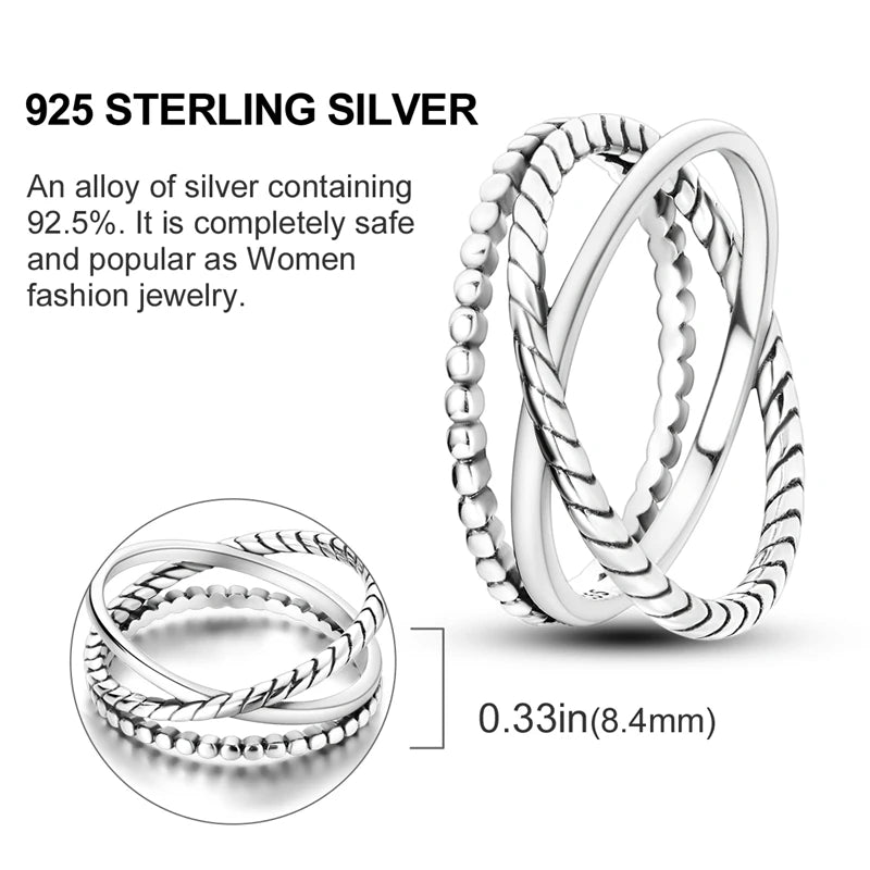 New 925 Sterling Silver Rings Simple Sparkling Stackable Original Rings For Women Anniversary Engagement Love Jewelry Gift