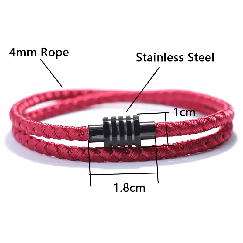 Noter Mens Bracelet With Keel Rope Stainless Steel Magentic Clasp Double Layer Cord Chain Braclet Gift For Him Armband Herren