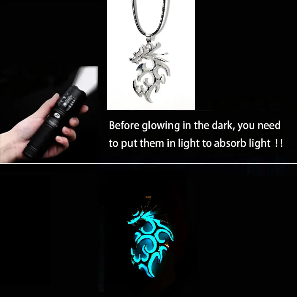 Luminous Dragon Necklace Glowing Night Fluorescence Antique Vintage Glow In The Dark for Men Women Gift Party Halloween Day Club