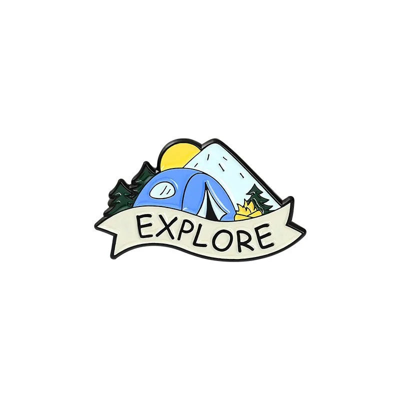 Outdoor Adventure Enamel Pin Wild Camping Hiking Mountain Starry Night Brooches Lapel Backpack Badge Jewelry Gifts For Friends