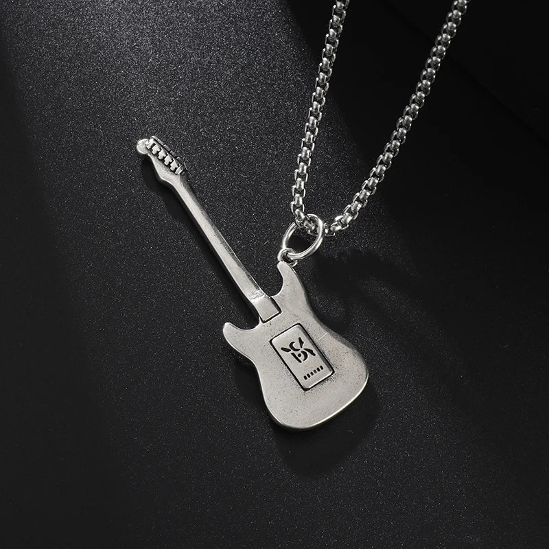 Punk Rock Musik Gitarre Halskette Männer Frauen Gothic Anhänger Halskette Mode Personalisierte Geschenk Hip Hop Biker Schmuck für Freund