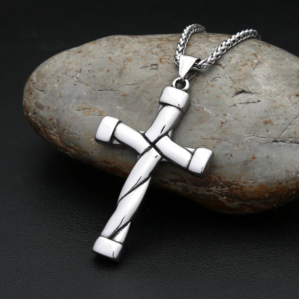 New Unique Design Cross Pendant Necklace For Men Women Punk Hip Hop Stainless Steel Christian Necklaces Fashion Charm Jewelry