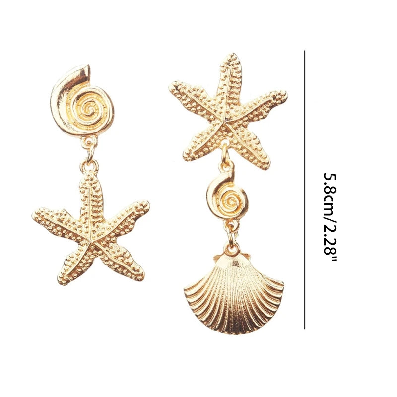 Alloy Conch Shell Starfish Earrings