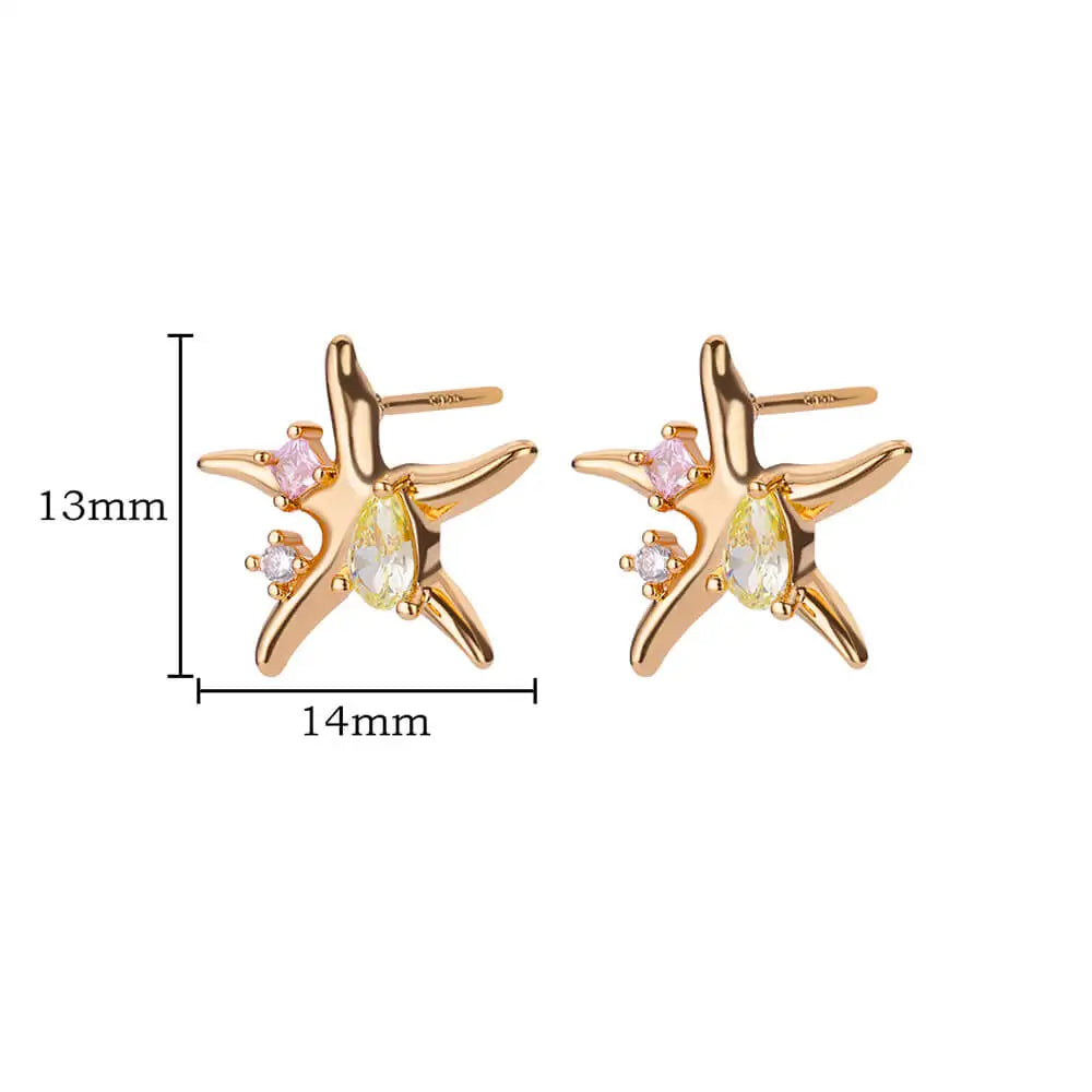 Water Drop Zircon Stars Stud Earrings For Women Stainless Steel Gold Color Statement Earring 2024 Femme Christmas Jewelry Gift