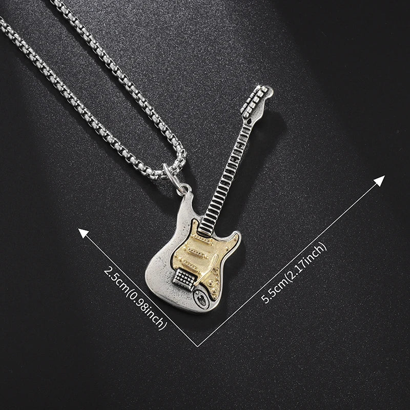 Punk Rock Musik Gitarre Halskette Männer Frauen Gothic Anhänger Halskette Mode Personalisierte Geschenk Hip Hop Biker Schmuck für Freund