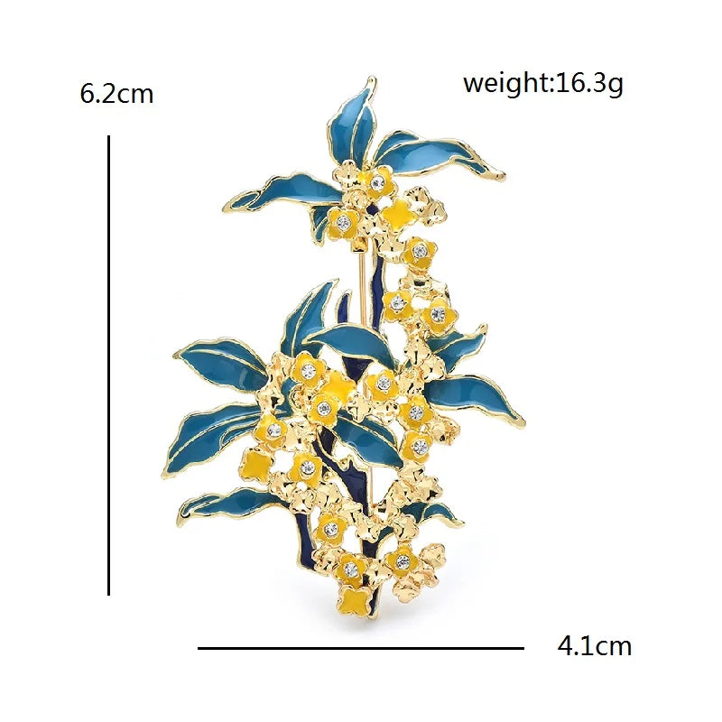 Wuli&baby Pretty Fragrans Flowers Brooches For Women Enamel Charming Plants Party Office Brooch Pins Gifts