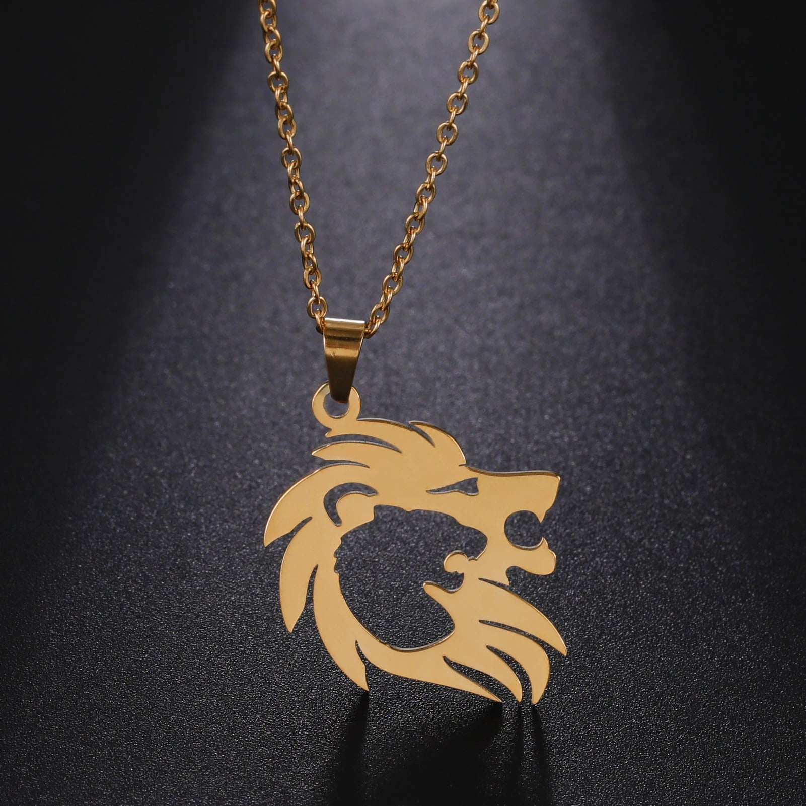 Dreamtimes Lion Necklaces for Women Stainless Steel Punk Animal Pendant Necklace Link Chain Women Fashion Jewelry Party Gifts