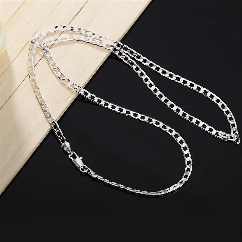 Men's 925 Sterling Silver Necklace 2/4/6/8/10/12MM 40-75cm Face Chain Necklace Lobster Clasp Men And Women Engagement Jewelry