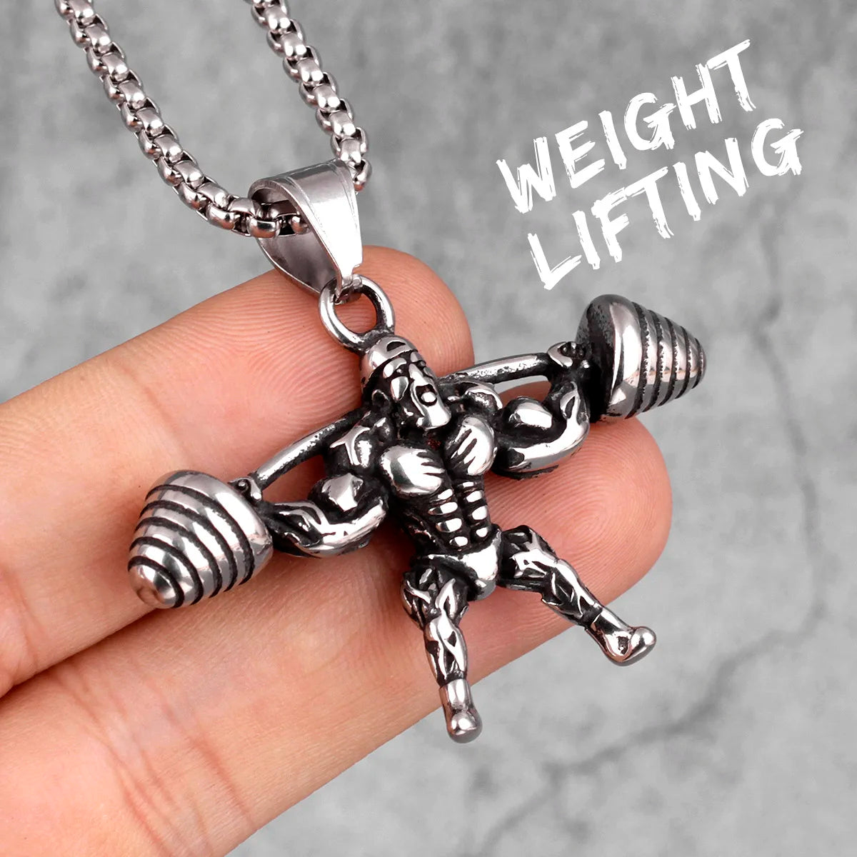 Dumbbell Men Necklaces 316L Stainless Steel Go Fit Pendant Fitness Muscles Bodybuilding Chain Punk Rock for Rider Jewelry Gift