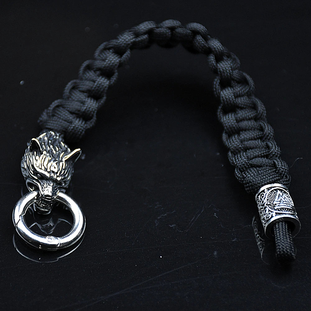 Bracelets en acier inoxydable Celtes Loup Hommes Nordique Vikings Runes Paracord Corde Bracelets homme Bijoux