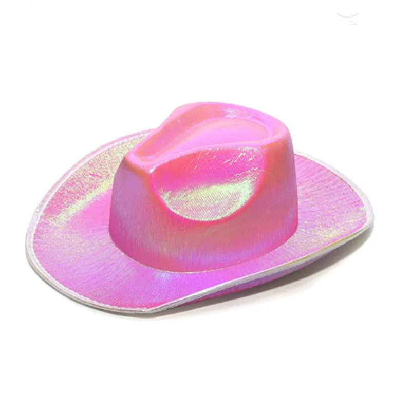 New Arrival Pearlescent Cowboy Hat Dance Costume Decorate Glowing Cowgirl Cap Glowing For Neon NightClub