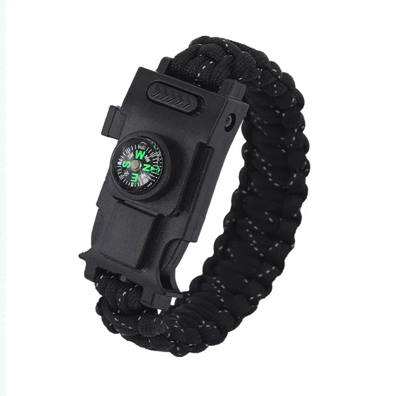 Emergency Paracord Rope Led Light Survival Bracelet Outdoor Multifunction SOS Rescue Survival Bracelet Compass Sport Whistle