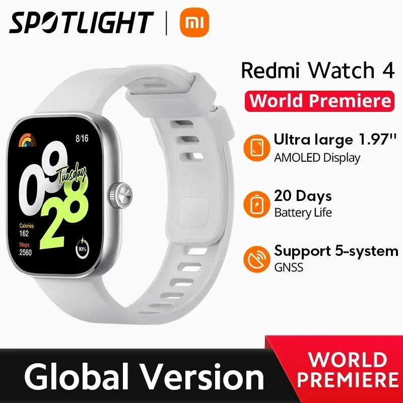 [World Premiere] Global Version Redmi Watch 4 Support Bluetooth Voice Call 1.97'' AMOLED Display 20 Days Long Battery Life