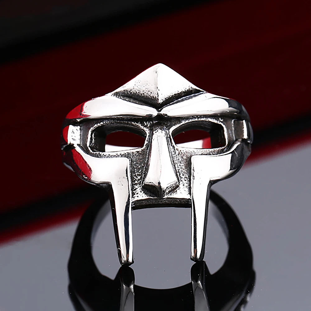 Vintage Classic Goth Hip Hop Mf Doom Mask Rings For Men Boys Punk Egyptian Pharaoh Stainless Steel Ring Fashion Jewelry Gifts