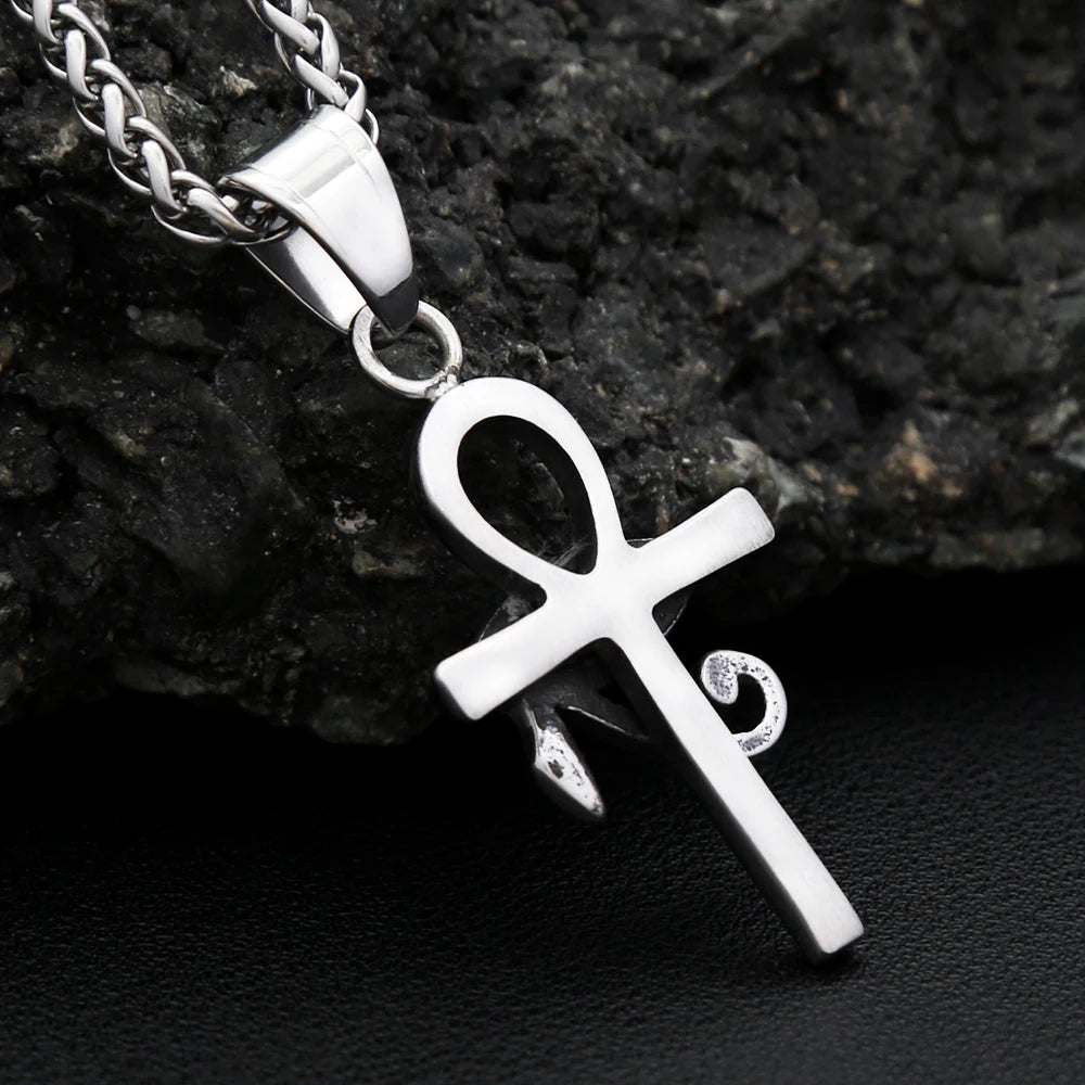 Vintage Stainless Steel Eye of Horus Pendant Necklace Fashion Punk Ankh Cross Necklaces For Men Women Amulet Jewelry Wholesale