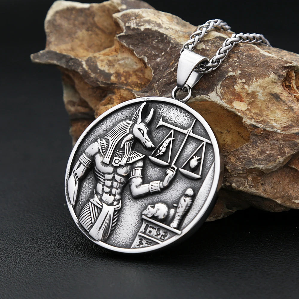 New Vintage 316L Stainless Steel Lucifer With Anubis Pendant Necklaces For Men Women Egypt Mythology Jewelry Gifts Dropshipping