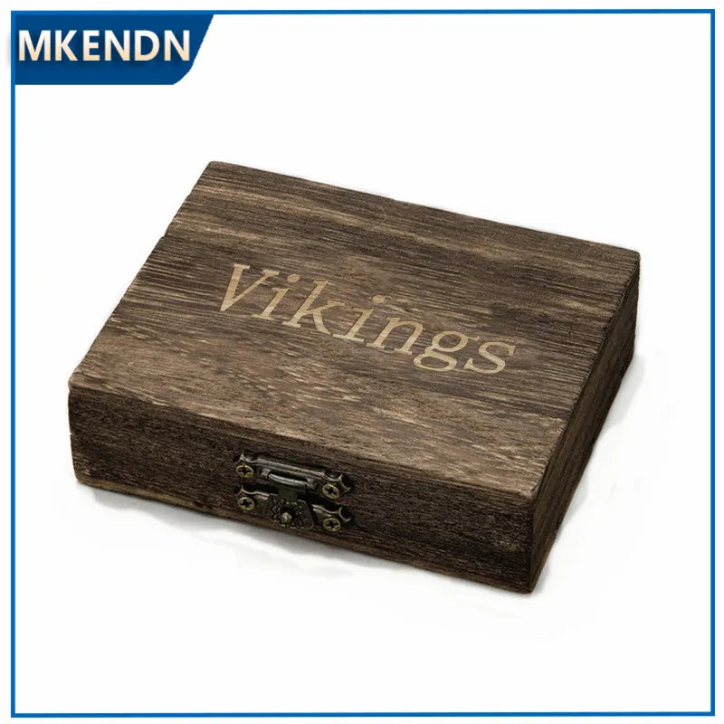 Cajas de madera natural vikingas, bolsos retro de cuero PU, embalaje de joyería de lujo, caja de almacenamiento vintage hecha a mano, organizador decorativo