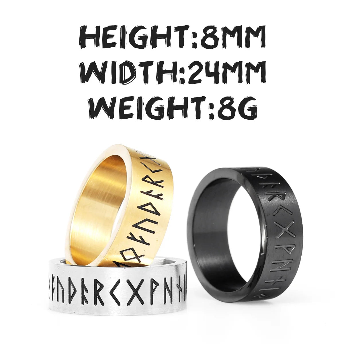 316L Stainless Steel Men Ring Viking Runes Rings The Northman Punk Rock Carving for Rider Biker Male Boyfriend Jewelry Best Gift