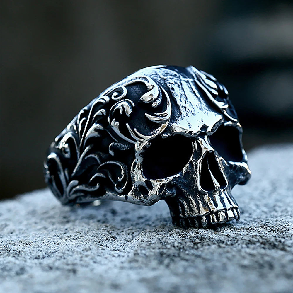 Vintage Gothic 316L Stainless Steel Skull Rings For Men Women Punk Biker Skull Ring Fashion Amulet Jewelry Gifts Dropshipping