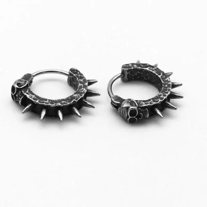 Vintage Punk Black Skull Earrings for Men Women Hypoallergenic Biker Earrings Hip Hop Rap Rock Jewelry Accessories